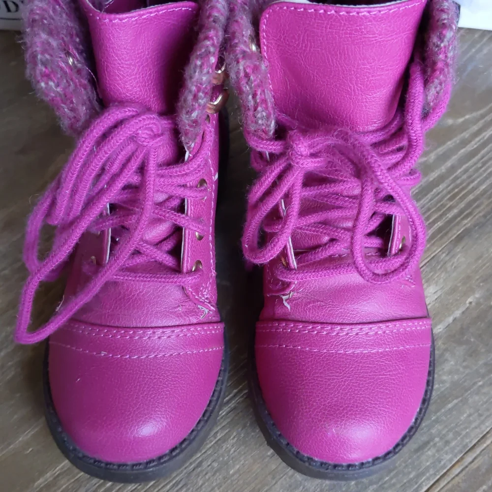 Little Kids Size 10 Steve Madden Pink Tjacksin Zipper Back Lace Up Girl's Boots